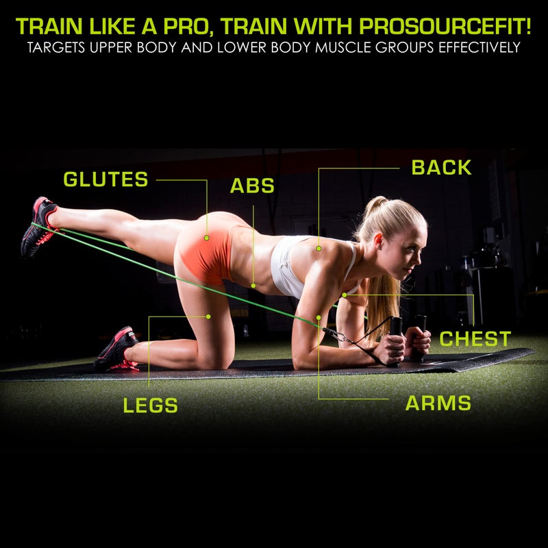 ProsourceFit Single Stackable Resistance Bands with Door Anchor and Exercise Guide, 5-8 LB, Heavy Duty Fitness Tube for Full-Body Exercises and Home Workouts, Green - Image 5